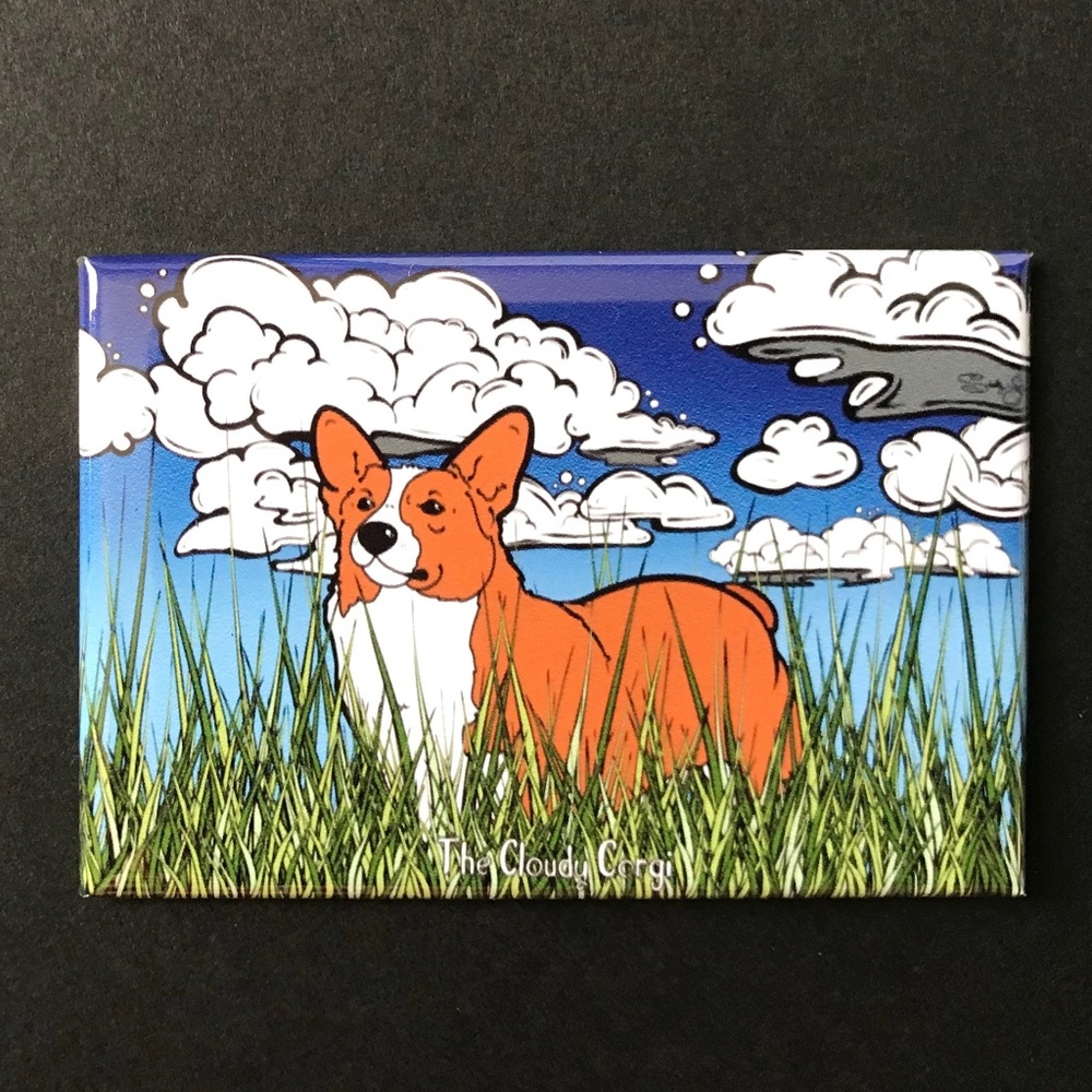 Psychedelic Corgi Dog Pet Portrait Magnet Handmade Gifts and Decor 2x3"